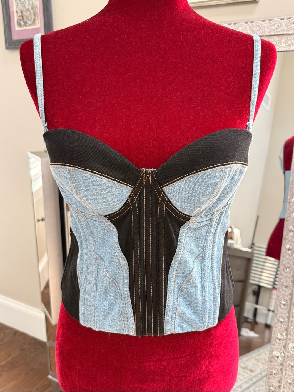 Fleur Du Mal two tone denim bustier Size 8 but fits small